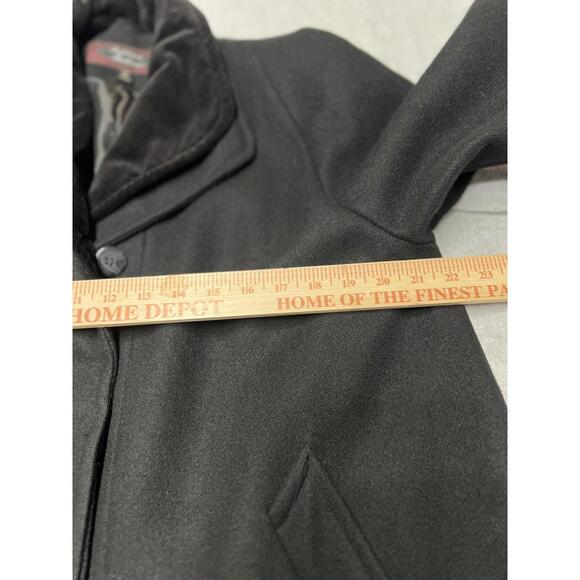 Vintage 90s Stephanie Mathews Wool Velvet-Trim 0ld Money Coat. Size 8 - Picture 7 of 9